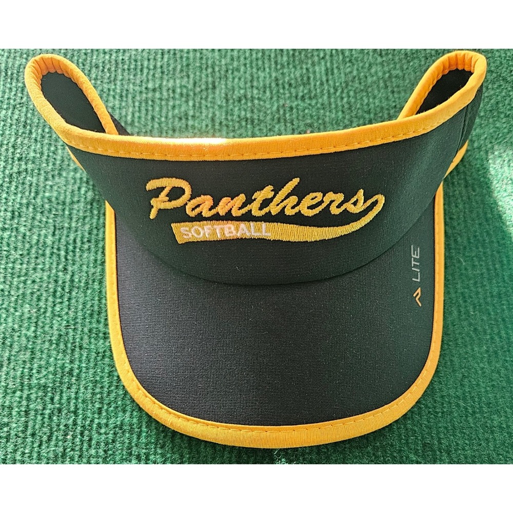 Pacific Headwear Panthers Softball Black Yellow Visor Adjustable One Size
